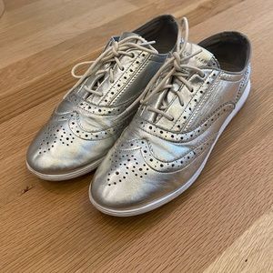 Cole Haan Grand OS Silver Wingtip Oxford Lace Up Shoes, Women's Size 7